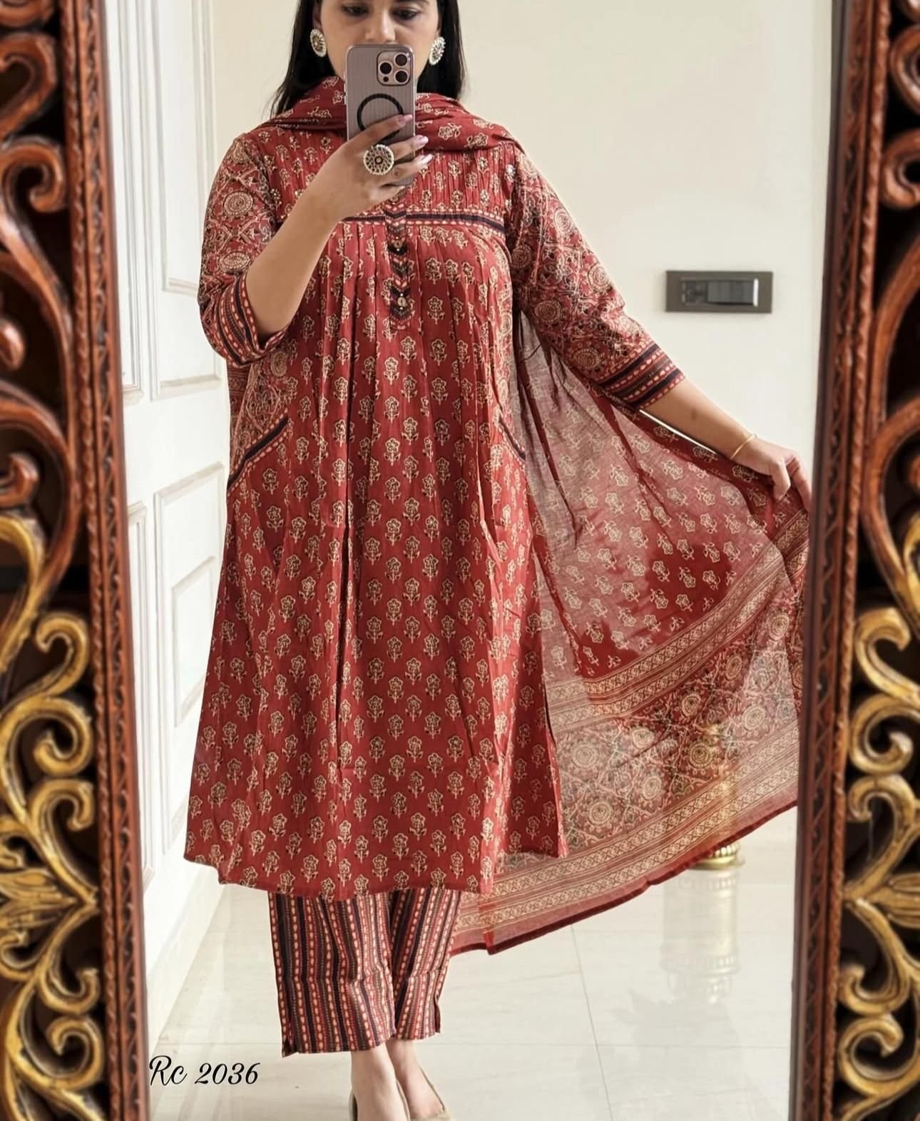 Cotton Handwork Pintex Kurti Set